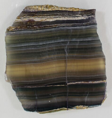 Polished Fluorite Slab - Purple, Green & Gold #34849